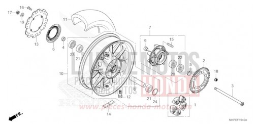 ROUE ARRIERE CB500FAN de 2022